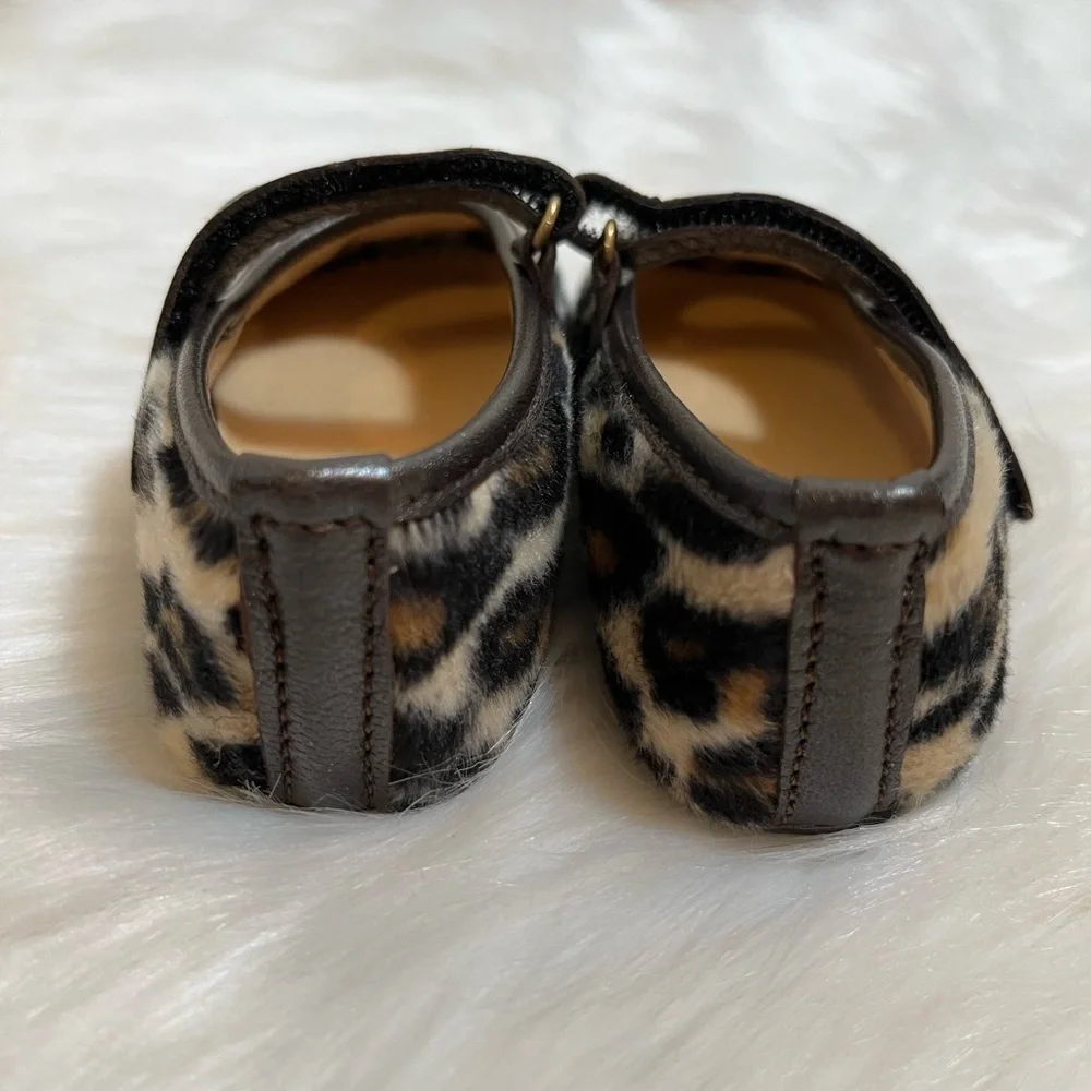 Aba Brown Tan Animal Print Faux Fir Soft Sole Shoes